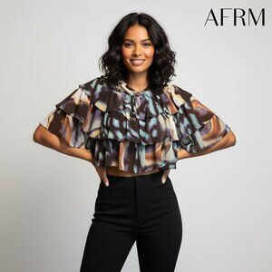 AFRM Manon Top in Feather Swirl NWT XS Missing button